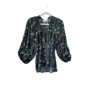 APiece Apart Floral 3/4 Sleeve V Neck Ruffle Top Blouse Multicolor Womens Size 0